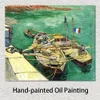 Canvas Art Hand Painted Oil Paintings of Vincent Van Gogh Sand Barges Garden Landscape Artwork for Restaurant Decor