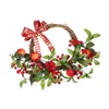 Decorative Flowers Christmas Wreath Wall Hanging Red Pomegranate Garland For Front Door