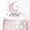 Andra dekorativa klistermärken Cartoon Pink Baby Elephant Wall Stickers Hot Air Balloon Wall Decals Baby Nursery Decorative Stickers Moon and Stars for Girl X0712