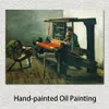 Fine Art Canvas Painting Weaver Facing Left with Spinning Wheel Handcrafted Vincent Van Gogh Reproduction Artwork Home Decor