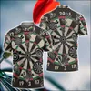 Polo Masculino Dardos Camisa Pólo 3D All-Print Blusa Masculina Verão Manga Curta Rua Casual Oversized Tops Vestuário