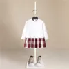 Платья девушки случайные полосы Дизайн дизайна детский стиль в британском стиле наряды с длинным рукавом пучка кнопка длинного платья