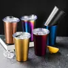 Mokken Roestvrij Staal Metalen Bier Mok met Deksel Draagbare Thee Koffie Reizen Stro Cup Kantoor Koud Drankje Water Tumbler Drinkware 400/500 ML R230712