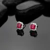 Charm Oevas 100 ٪ 925 Sterling Silver 6 * 6mm Ruby High Carbon Diamond 18K Mold Plated Stud Arrings مناسبة للمجوهرات الفاتنة للسيدات Z230712