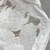 Damblusar 2023 Summer Runway Vit Blus Kvinnor Elegant Sexig Spetsbroderi Ihåliga skjortor Mode Långärmad Kontorsskjorta