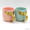 Tazze Coda di sirena dorata Tazza in ceramica con manico Creativo Tè Caffè Latte Tazze personalizzate Tazza a coda di pesce Novità Regali R230712