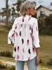 Blusas de mujer Camisas Otoño Blusas con estampado de plumas para mujer 2023 Moda Cuello en V Tres cuartos Elegantes Tops casuales Tallas grandes Trabajo de oficina Camisas de dama L230712