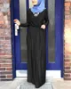 Roupas étnicas Dubai Solto Elegante Clubbing Vestido Longo Muçulmano Moda Feminina Vestidos de Manga Completo Casual Robe de Festa com Cinto Abaya Kaftan