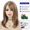 Synthetic Wigs GNIMEGIL Long Straight Hair Mix Brown Wig With Bangs For Women Mommy Natural Soft Daily Cosplay Party Fake