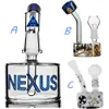 Blue Green Nexus Solid Glass Hookah Bongs Thick Recycler Dab Oil Rigs Bong Bubbler Small Water Pipes Smoking Pipe Ash Catcher