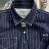 Fritidsskjortor för män Skräddarsydd Brando T7American Vintage Heavyweight 125oz bomull Vertikalrandig jeansskjorta Indigo Hundred Work Western 230711