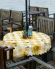 Nappe de Table Rustique Tournesol Fleur Jaune Plaid Nappe Extérieure Avec Parapluie Trou Fermeture Éclair Étanche Pique-Nique Patio Couverture Ronde