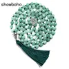 Colares com pingente 8mm Birmanês Jade Nó Frisado Mala Colar Meditação Yoga Bênção Sorte Jóias Tibetanas 108 Japamala Rosário Pendente Borla HKD230712