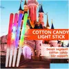 Party Decoration Non-Disposable Food-Grade Light Cotton Candy Cones Colorf Glowing Luminous Marshmallow Sticks Flashing Key Christma Dh5Ft