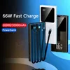 Banco de energía inalámbrico 20000mAh Cargador portátil de carga rápida Cables incorporados Pantalla digital 4USB Batería externa para iPhone 14 Pro L230712