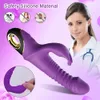 Vibradores Rabbit Thrushing Vibrator Automatic Telescopic G-Spot Clintoris Simulator Masturbação Feminina Brinquedos Sexuais Para Mulheres Adultos 230712