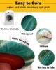 Table Cloth Marble Texture Green Round Elastic Edged Cover Protector Waterproof Polyester Rectangle Fitted Tablecloth