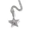 Colares com Pingente Colar de Estrela de Zircão Hip Hop Bling Para Homens - Design Rotativo de 5 Pontas Banhado a Ouro Jóias Drop Delivery Pingentes Dh9Ni