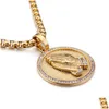 Pendant Necklaces Hip Hop Playing Hands Pendants Necklace Mens Bling 316L Stainless Steel 18K Gold Plated Christian Jewelry Drop Deli Dhayp