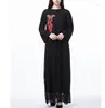 Ethnic Clothing 2023 Muslim Women's Dress Style Embroidered Long Sleeve Skirt Girl Clothes In Spring Summer And Autumn Green