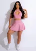 Work Dresses 2023 Sexy Girl Nightclub Women's Clothing Sneaky Design Speed Cutout Halter Cross Skirt 3 Color Suit