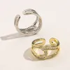 Modischer, klassischer Designer-C-Design für Damen, echt vergoldeter Ring, modischer Trend, Buchstaben, eleganter, verstellbarer Ring