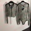 Hollow Diamond Shirts Top Vrouwen Sexy Bodysuits Mode Designer Strass Blouse Top Glanzende Nachtclub Kleding