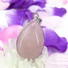 Pendant Necklaces 24 36mm Natural Pink Crystal Stone Jades Charms Waterdrop For Women Flatback High Grade Party Gifts Diy Jewelry B3077