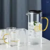 Bouteilles d'eau créative verre épaissi bouilloire froide jus de ménage avec couvercle filtre Style nordique haute théière en borosilicate tasse ensemble cadeau