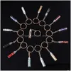 Key Rings Natural Crystal Stone Agate Keychain Degaussing Energy Drift Bottle Chain Lapis Lazi Rock Quartz Drop Delivery Jewelry Dhgem
