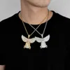 Collier pendentif aigle Hip Hop Topbling Ice Out, bijoux plaqués or véritable 18 carats pour hommes