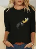 Women's Blouses Shirts Women Blouse Top Cat Chasing The Moon Print shirt Plus Size 5XL Casual Black shirts Long Sleeve Funny Cartoon Tees Female L230712