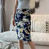 Saias à venda Summer Mulheres luxuosas vintage y2k lápis impressos saia longa Escritório de estilo coreano de alta cintura slim bodycon midi casual 230711