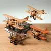 Uçak Modle Ahşap Vintage Uçak El Yapımı Ölçekli Model Süsler Dekor Yaratıcı Ev Masaüstü Retro Uçak Dekorasyon Oyuncak Hediye Koleksiyonu 230712