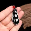 Pendant Necklaces Burmese Jade Beans Pendant Natural Gemstone Black Jewelry Necklace Certificate Charm Accessories Amulet Choker Emerald Jadeite HKD230712