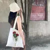 Evening Bags "Wrap A Bouquet Of Flowers To Meet You "women Canvas Bag Simulated Rose Shoulder Handbag Sweet Girls