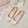 فستان أحذية yqbtdl 2023 الموضة All-Match Pumps Bow Coled Strap Low Heel Blue White Apricot Party Mary Jane Princess