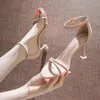 Sexy Sandals Women Gladiator Shoes Summer Party Dress String Bead High Heels Ladies Buckle Ankle Strap Pumps Open Back Strap