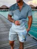Spares para hombres Summer Men Polo de manga corta Shorts Playa Shorts 3D impreso con cremallera deportes de 2 piezas de alta calidad moda casual de alta calidad
