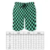 Short homme damier motif planche vert et noir dames confortable court loisirs grande taille maillot de bain homme