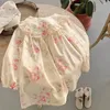 Fille Robes Volants Robe Coton Mode Coréenne Doux Rose Imprimer Enfants Robe 2023 Printemps