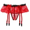 Męskie stringi G męskie koronkowe stringi Sissy Hollow Out Jockstrap t-back Bowknot elastyczny pas majtki stringi Fashion Sexy