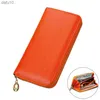 Portefeuille Femme Véritable Portefeuille En Cuir pour Téléphone Sac D'argent Jaune Orange Zipper Femmes Portefeuilles Long Porte-Monnaie RFID Porte-Cartes L230704