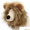 Dog Apparel Costume Pet Wig Lion Wigs Headgear With Ear Cap Hat Hair Cosplay Party Accessories For Cat Adjustable Small Medium Large Dhxlb