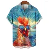 Heren Casual Shirts Strand Kip Gedrukt Korte Mouwen Zomer Shirt Harajuku Oversized Tops Dagelijkse Kleding Hawaiian Tees