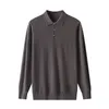 Polos pour hommes Polo haut de gamme pour hommes Mélange de laine de haute qualité T-shirt à manches longues brodé à la mode Style coréen Casual Menswear 230711