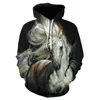 Men's Hoodies 3D Animal Horse Men/women Casual Summer Hooded Sweatshirts Long Sleeve Polyester Men Custom Tracksuit 2XS-5XL