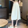 Kjolar Gidyq Hög midja Kvinnor Svart koreansk plisserad kjol Mode Elegant Midi Y2K Casual Streetwear Dam A Line