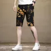 Heren Jeans Zomer Geborduurde Heren Zwarte Denim Shorts Slim Fit Stretch Rechte Mid Taille Broek Gedrukt Camouflage Stijl Puur Katoen 3D 2024