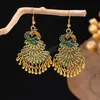 Orecchini di pavone per le donne New Ethnic Silver Color Indian Jhumka Orecchini Pendientes Boho Bell Nappa Vintage Brincos Jewelry